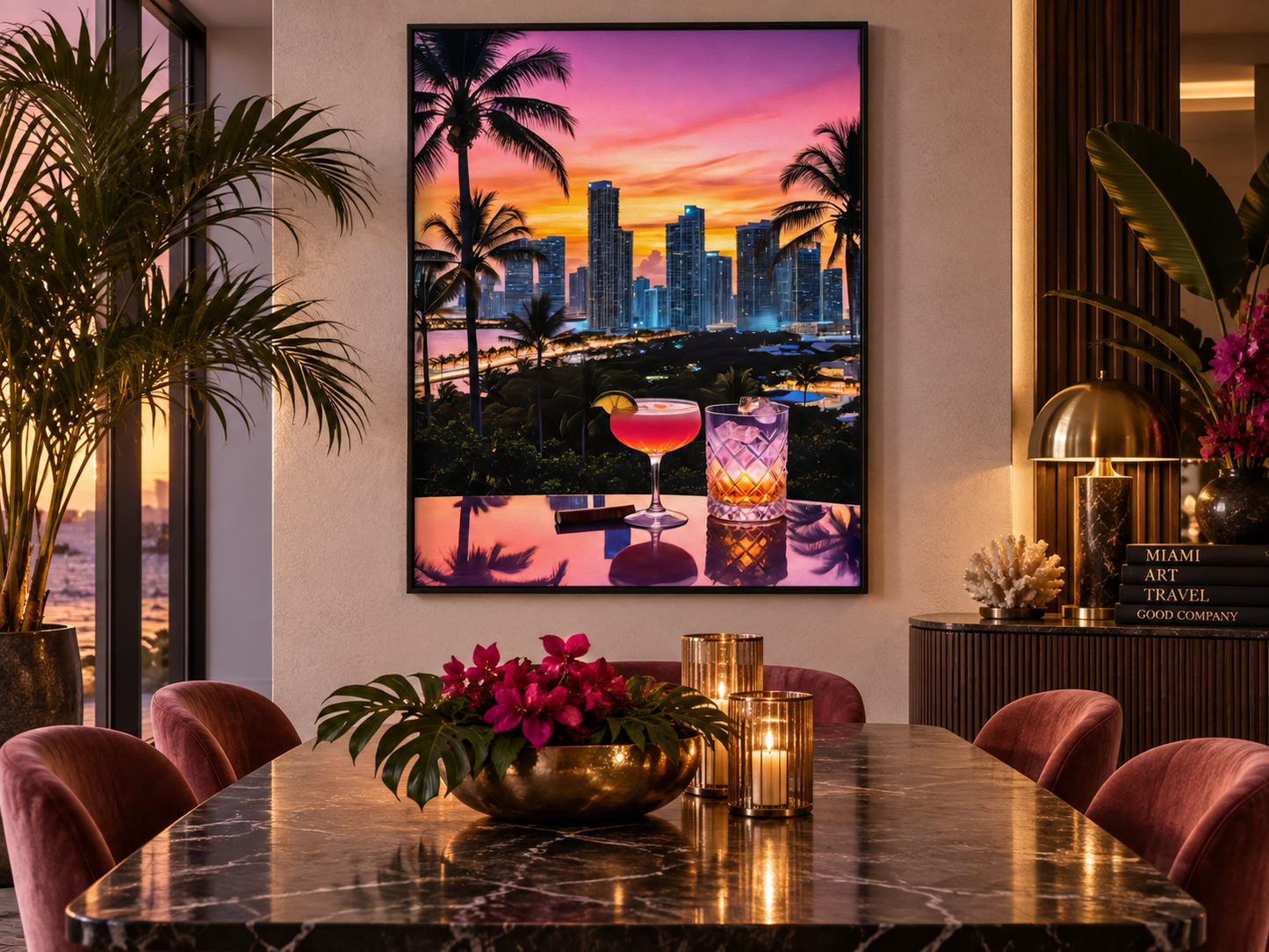 Miami Vibe | Canvas Print | Luxury Sunset Cityscape Wall Art