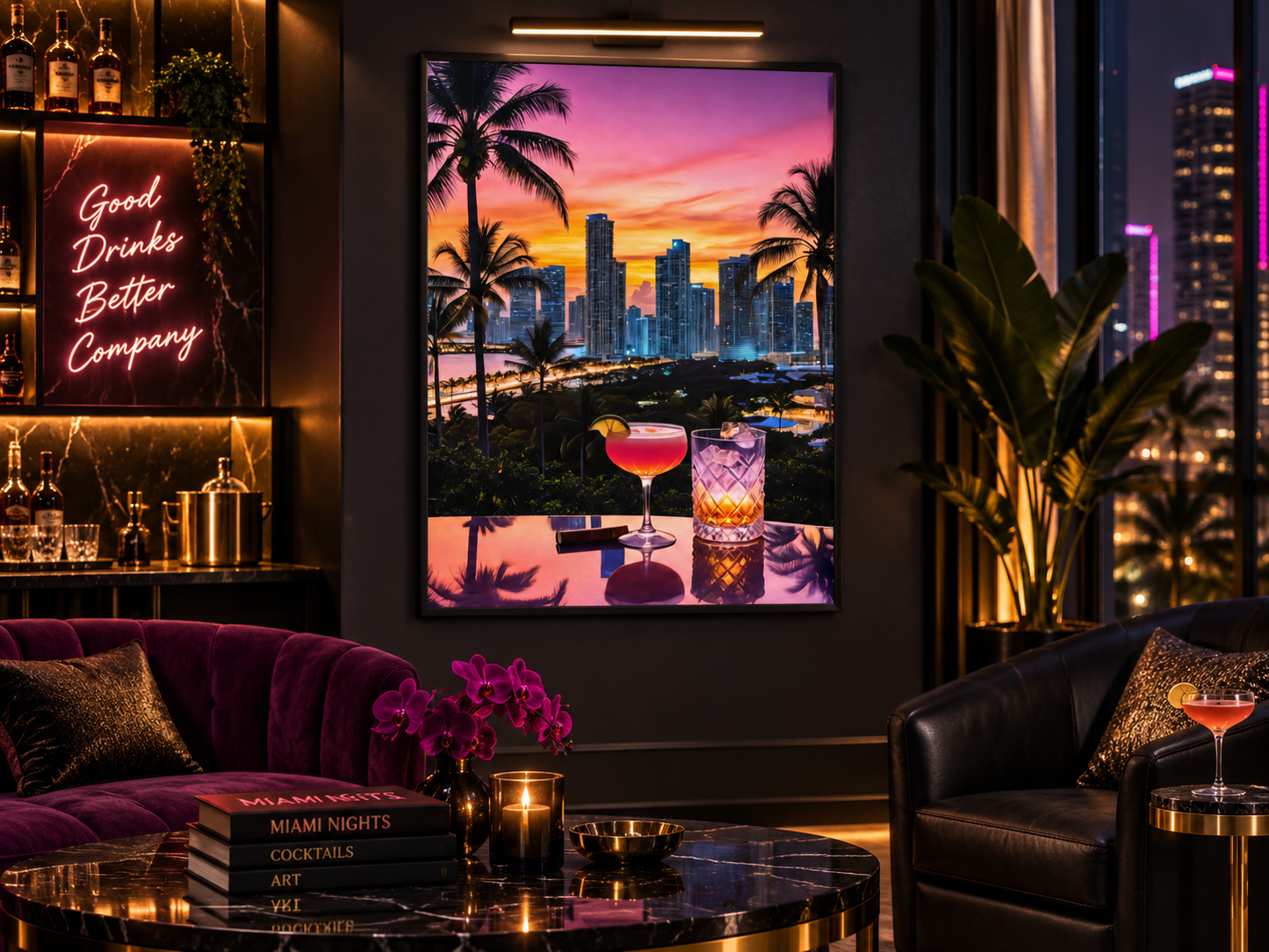 Miami Vibe | Canvas Print | Luxury Sunset Cityscape Wall Art