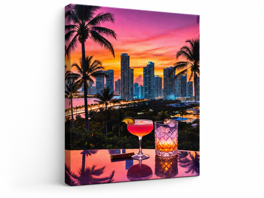 Miami Vibe | Canvas Print | Luxury Sunset Cityscape Wall Art