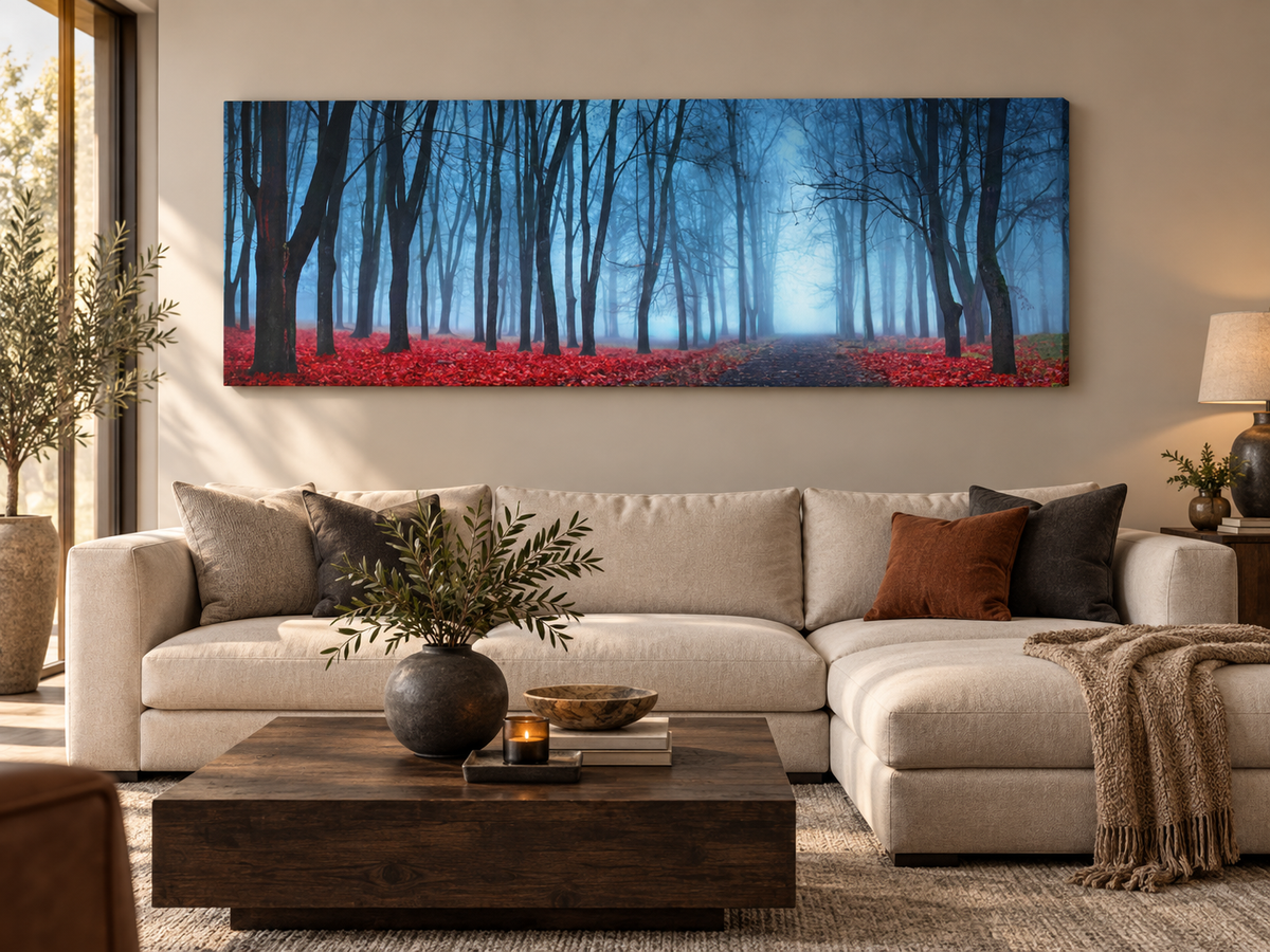 Blue Mist Trees Wall Art | Premium Canvas Print