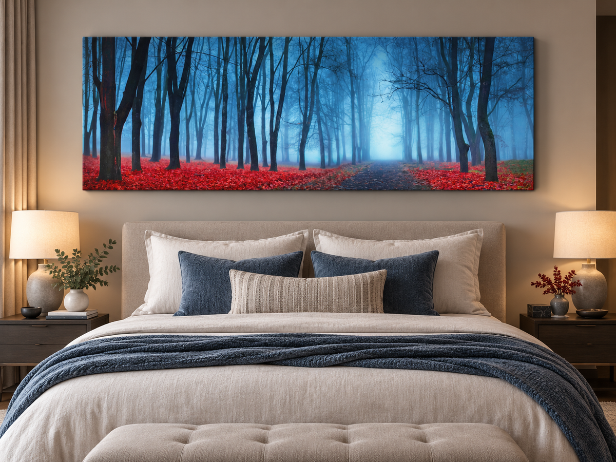 Blue Mist Trees Wall Art | Premium Canvas Print
