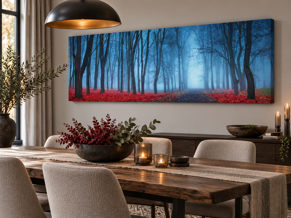 Blue Mist Trees Wall Art | Premium Canvas Print