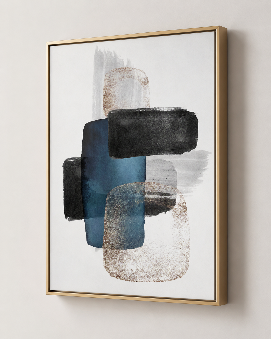 Modern Blue & Grey Wall Art Print 16in x 20in Varnish Canvas