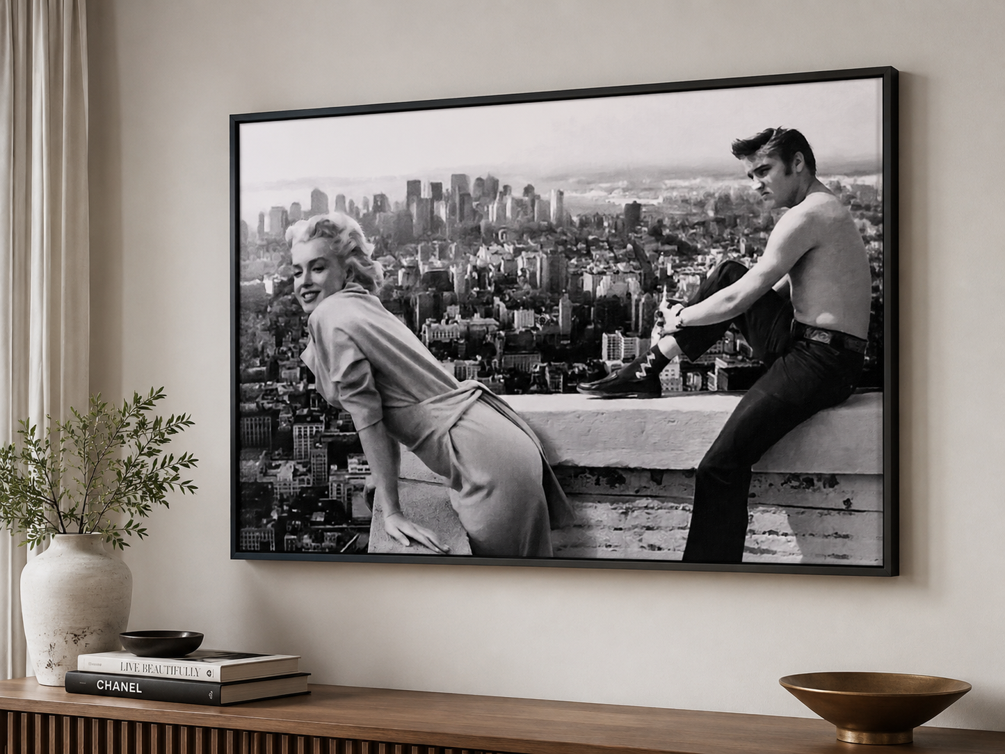 Marilyn & Elvis 36" x 24" Varnished Canvas Wall Art