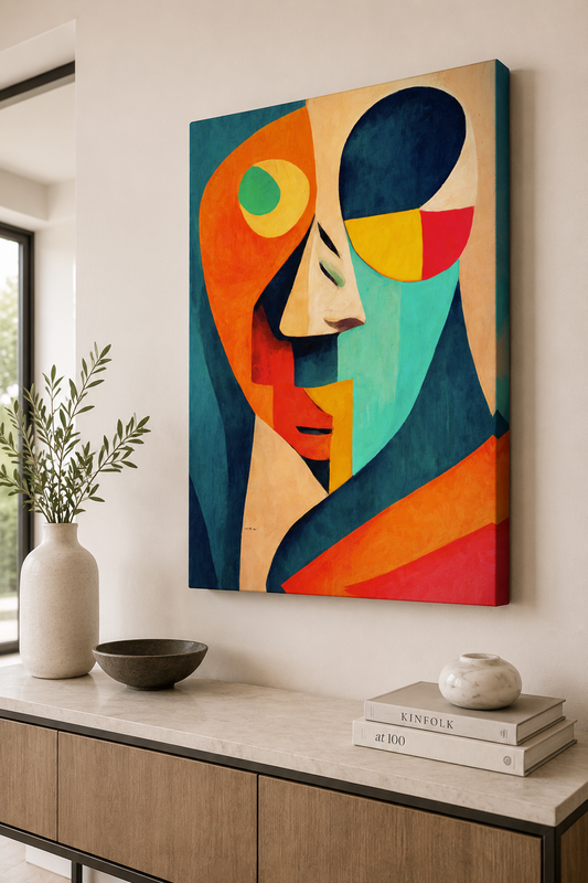 Abstract Portrait 35in x 47in Glitter Finish Wall Art Picasso Ish