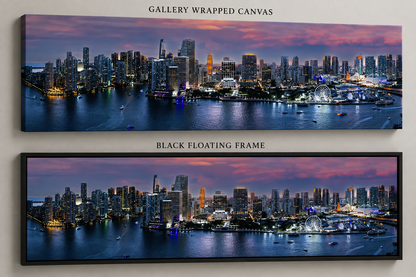 Magic City Twilight – Miami Skyline Panoramic Canvas Wall Art
