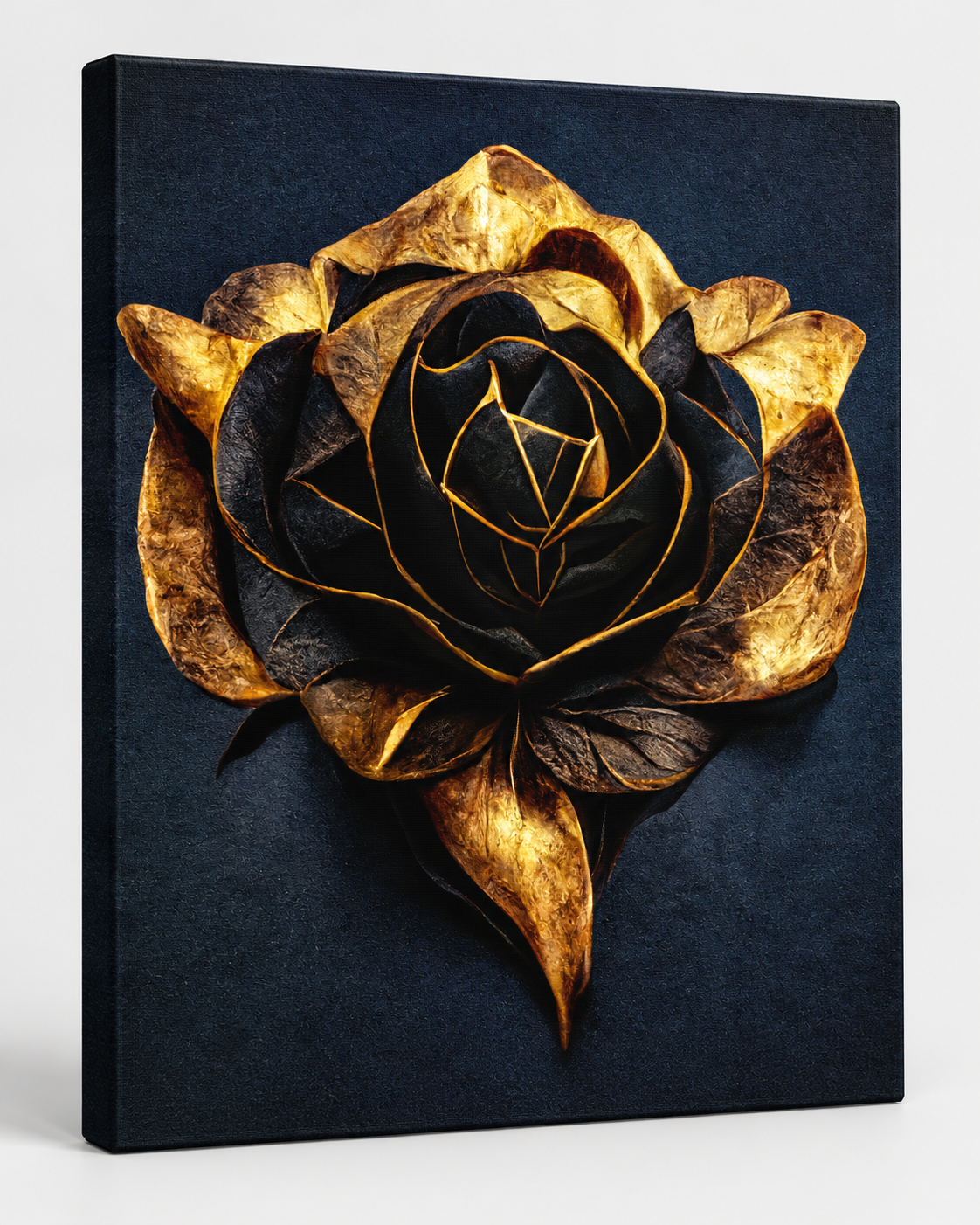 Black & Gold Flower Canvas Print | 36×36 Large Format Wall Art