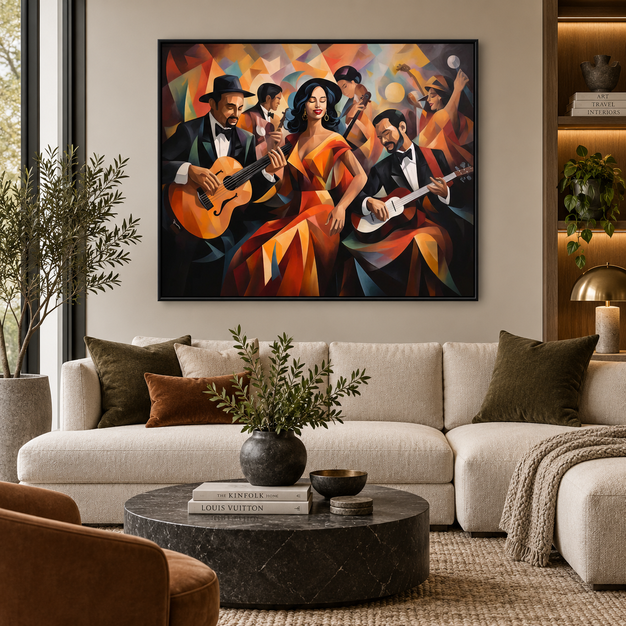 Musical Harmony Wall Art | 48" x 36" Large Canvas Print | Jazz Music Decor