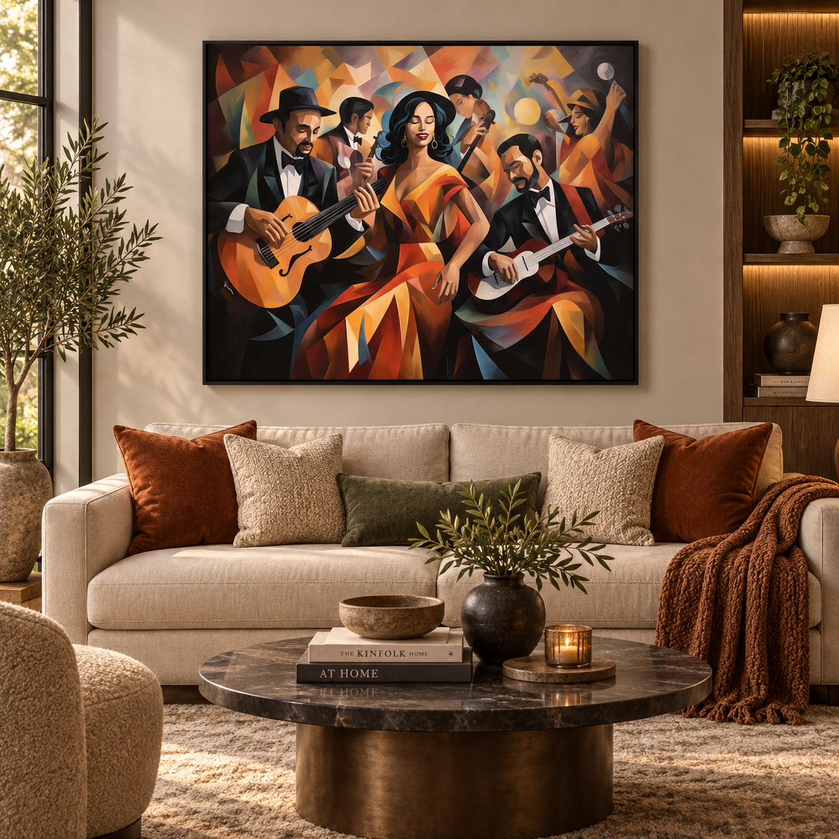 Musical Harmony Wall Art | 48" x 36" Large Canvas Print | Jazz Music Decor