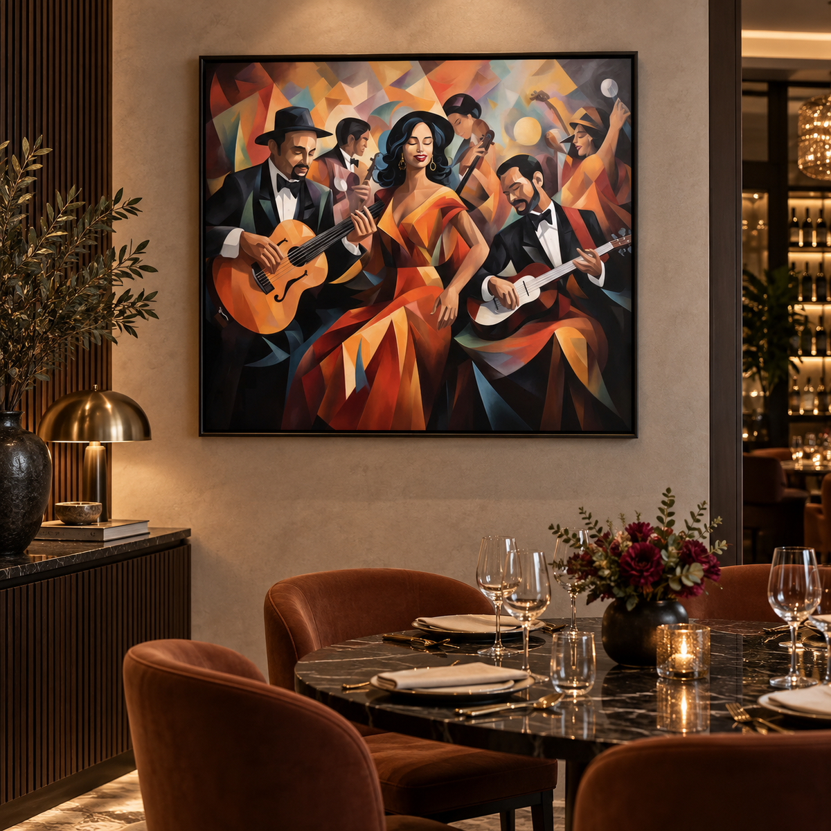 Musical Harmony Wall Art | 48" x 36" Large Canvas Print | Jazz Music Decor