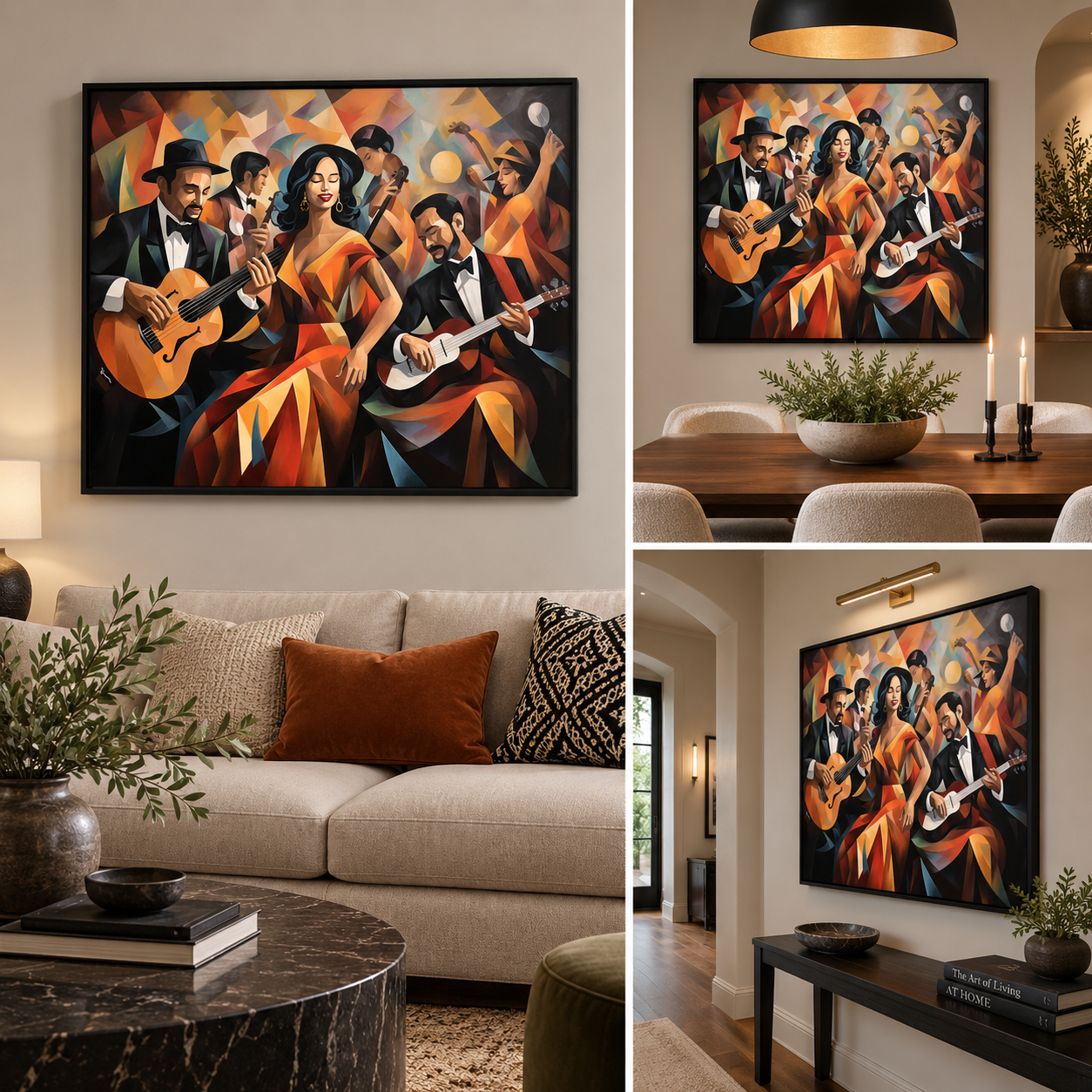 Musical Harmony Wall Art | 48" x 36" Large Canvas Print | Jazz Music Decor