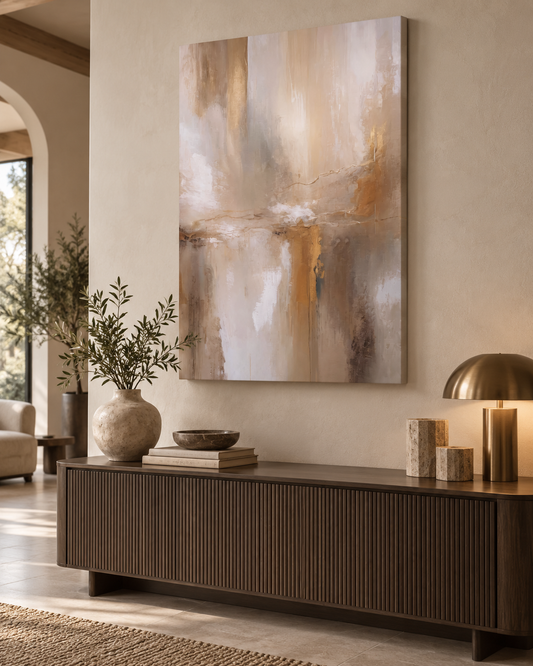 Gold & White Abstract II | Abstract Canvas Print | Luxury Gold Wall Art