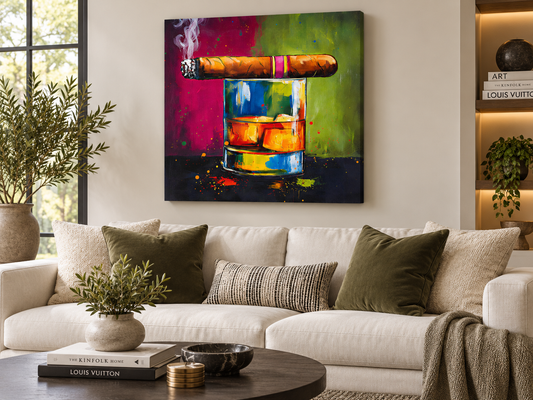Whiskey & Smoke I | Canvas Print | Bold Pop Art Still Life Wall Art