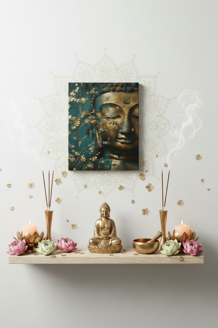 Copper Buddha Wall Art 8in x 10in Canvas Print