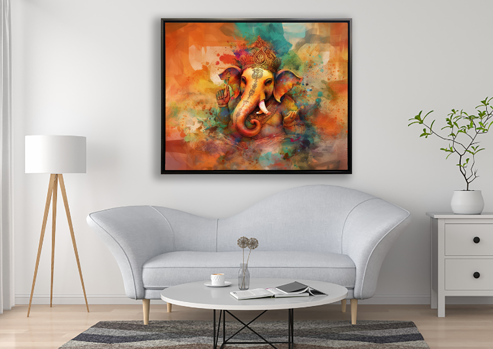 sample Ganesh Indian Art framed