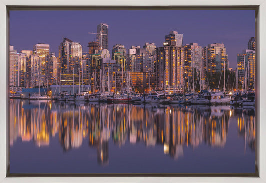 wall art Glowing Vancouver in White Floating Frame