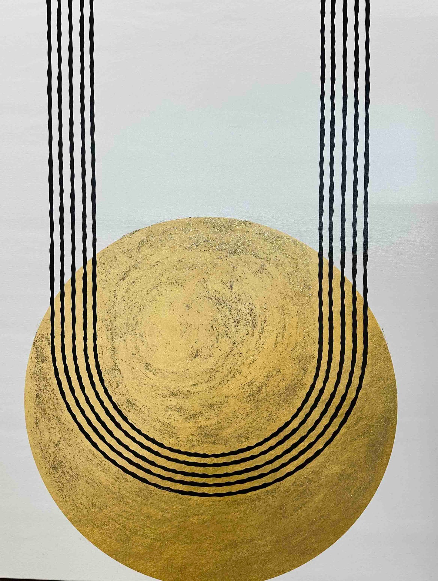Minimalist Golden Disc Print on 48in x 36in Canvas