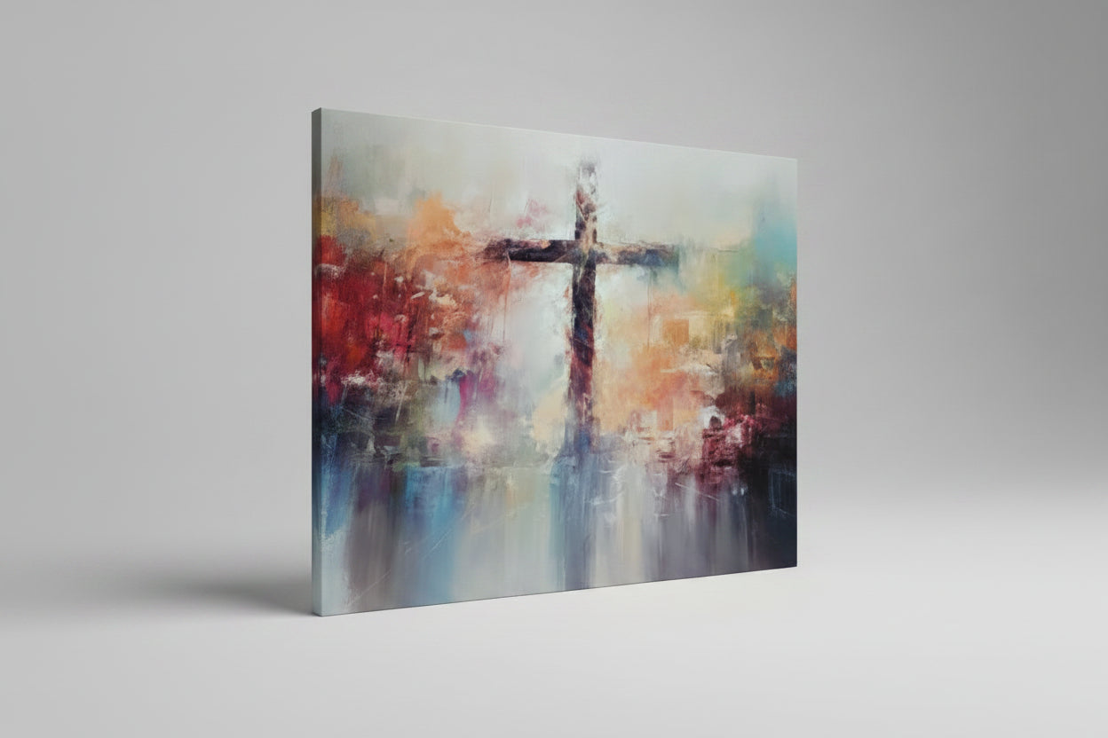 Holy Cross Glitter Finish 12in x 12in Canvas Art