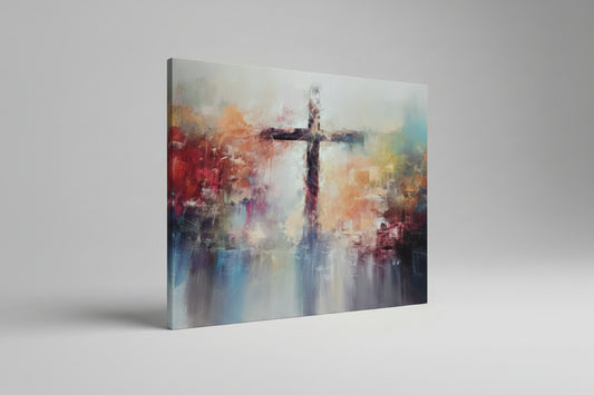 Holy Cross Glitter Finish 12in x 12in Canvas Art