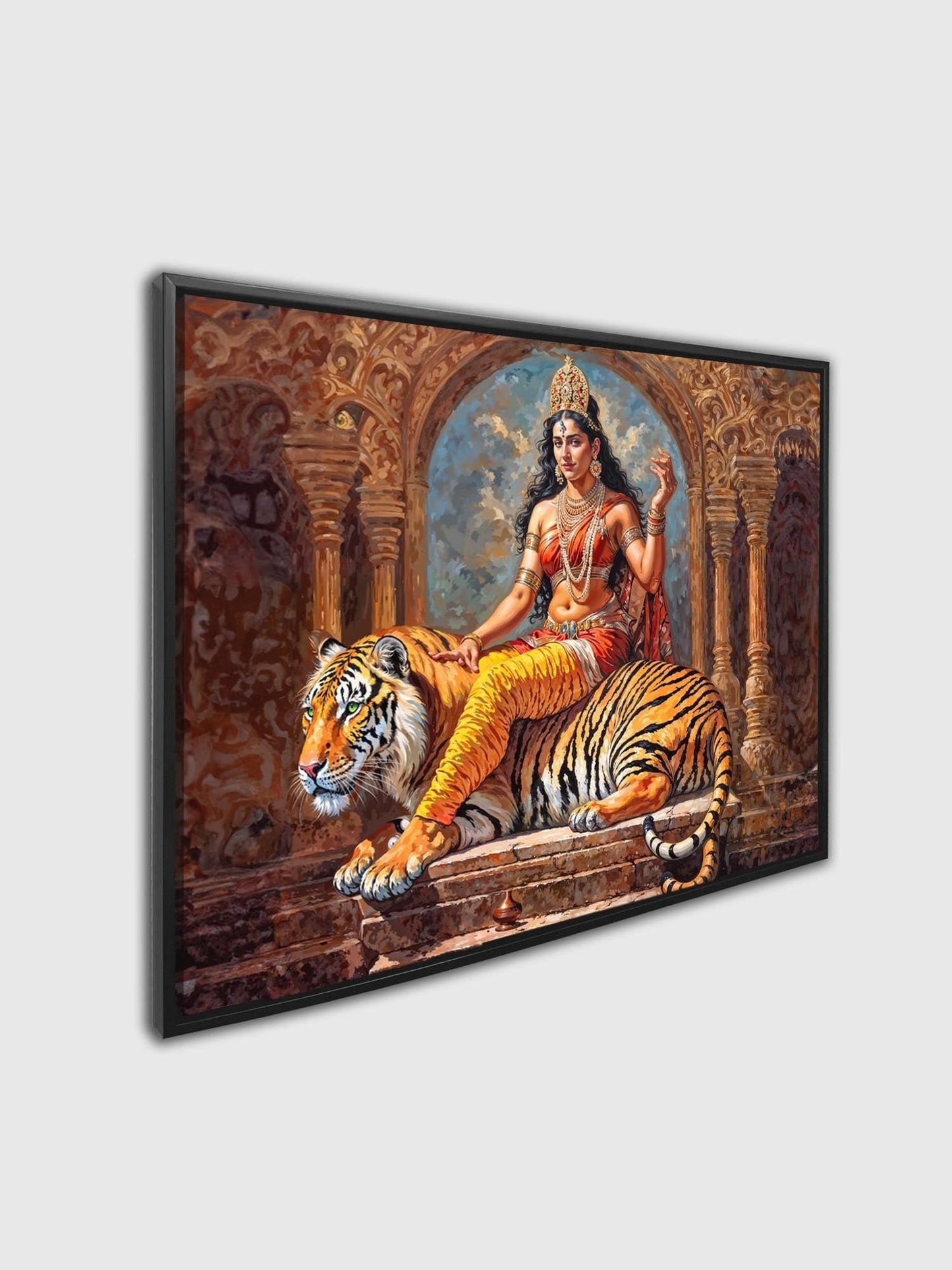 Wall art Indian Art-Parvati in Black Floating  Frame