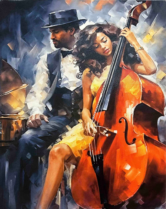 jazz musician 16 " x 20" fine art varnished canvas