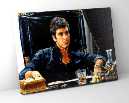 Al Pacino as "Scarface" Wall Art on Varnished Canvas