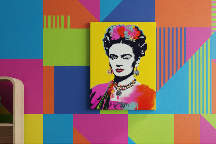Frida Kahlo Portrait 48in x 36in Glitter Finish Canvas