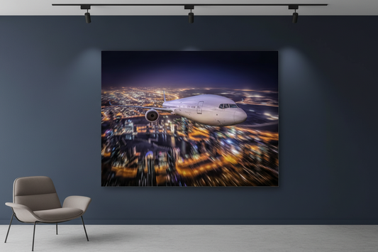 City Lights Flight Wall Art 36inx48in Canvas Print
