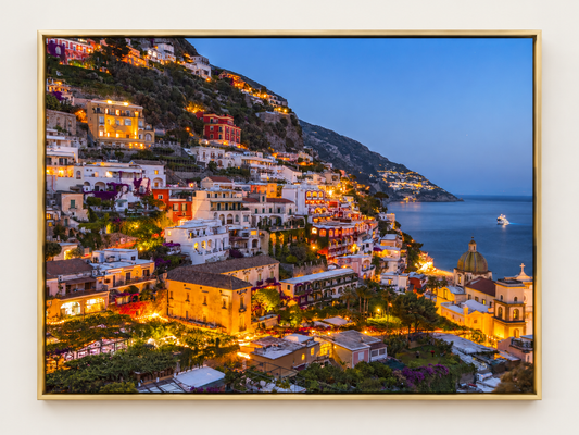 Amalfi Nights | Large Canvas Wall Art Print — gold floating frame front view