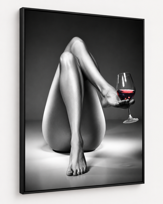 A Fine Balance | Figurative Canvas Print | Black & White Wine Wall Art