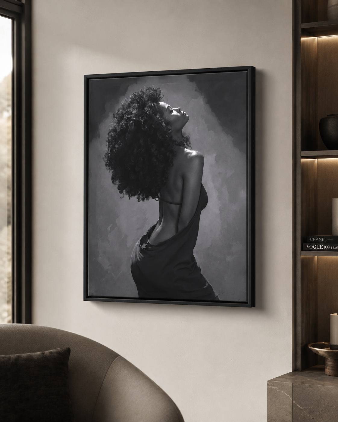 Unapologetic Grace – Black & White Woman Portrait Canvas Wall Art