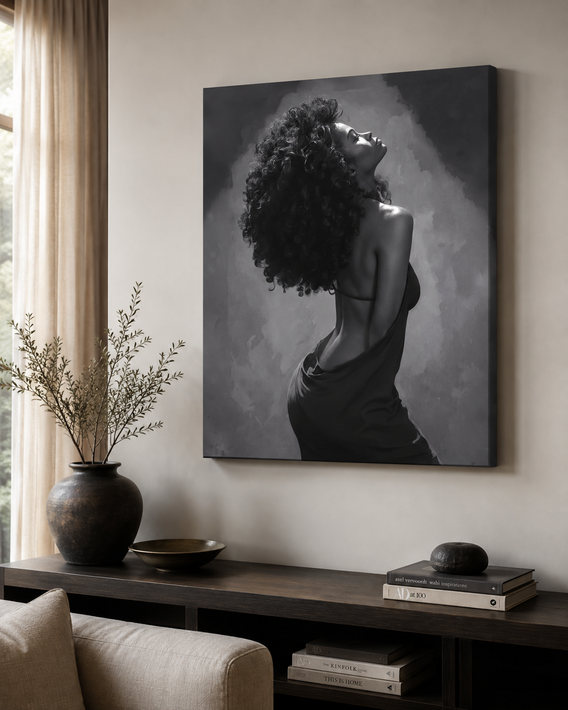 Unapologetic Grace – Black & White Woman Portrait Canvas Wall Art