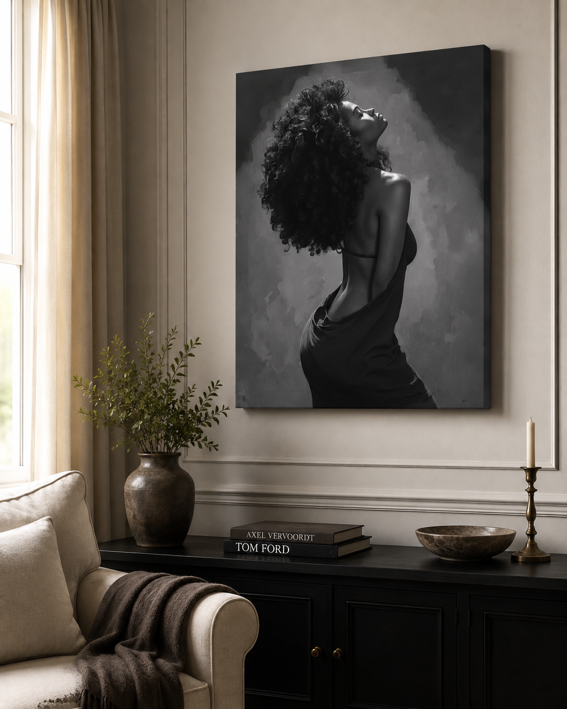 Unapologetic Grace – Black & White Woman Portrait Canvas Wall Art