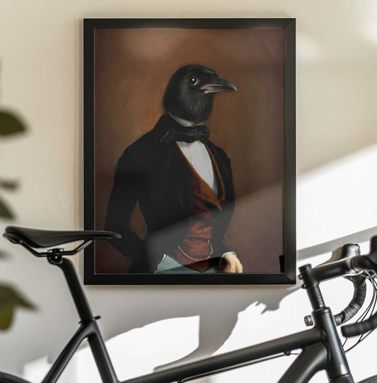 Byron by Tein Lucasson — black-framed canvas displayed behind a bicycle