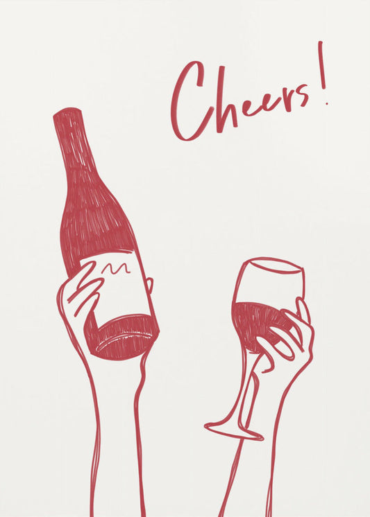 Cheers Wine Illustration & Text by Rio Soléy — artwork front view