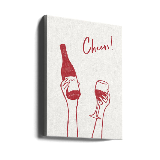 Cheers Wine Illustration & Text by Rio Soléy — gallery-wrapped canvas angled view