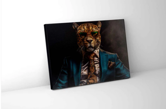 The Boss Leopard 24'' x 36'' Fine art canvas print hand varnish