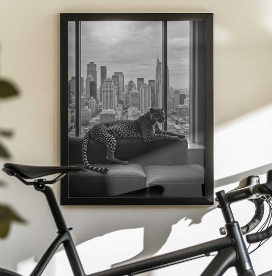 Conceptual Photography (Archives) by Josie George — black-framed canvas displayed behind a bicycle