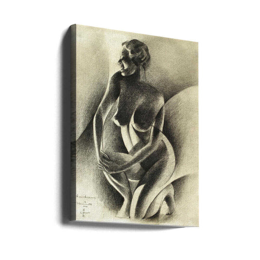 Cubist Style Nude Figure by Corné Akkers — gallery-wrapped canvas angled view
