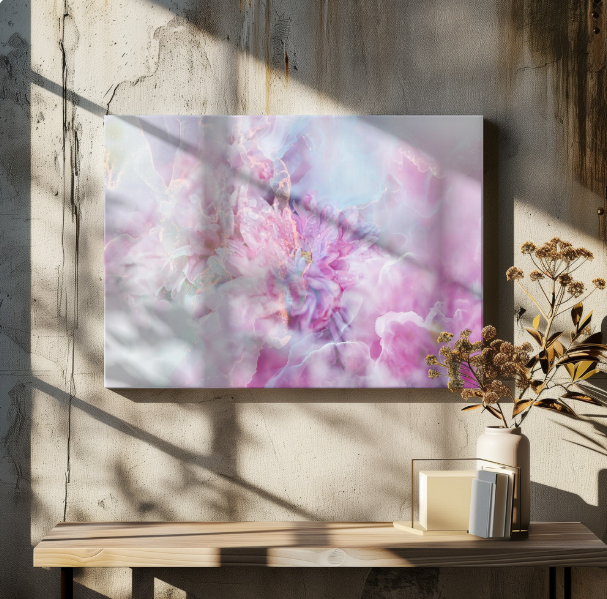 Ethereal Pink Blossoms 20" X 16" Canvas Floral Wall Art Hand Varnished