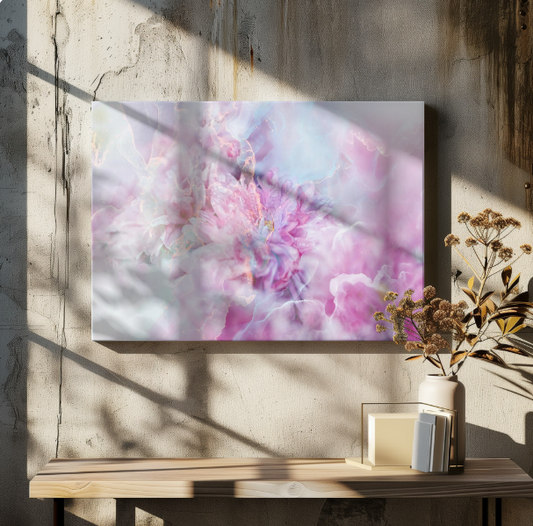 Ethereal Pink Blossoms 20" X 16" Canvas Floral Wall Art Hand Varnished