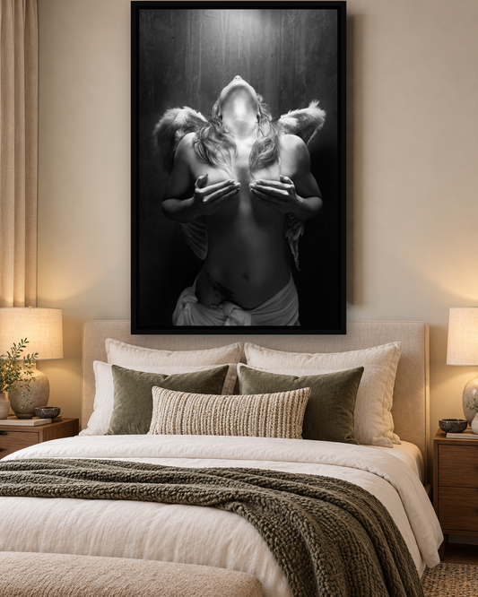 Fallen Angel | Fine Art Canvas Print | Black & White Figure Wall Art