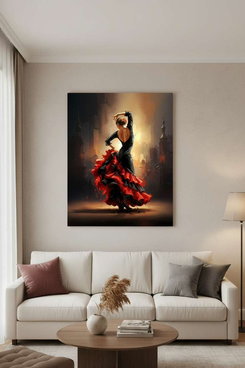 Flamenco Dancer Wall Art 16in x 20in Varnished Canvas
