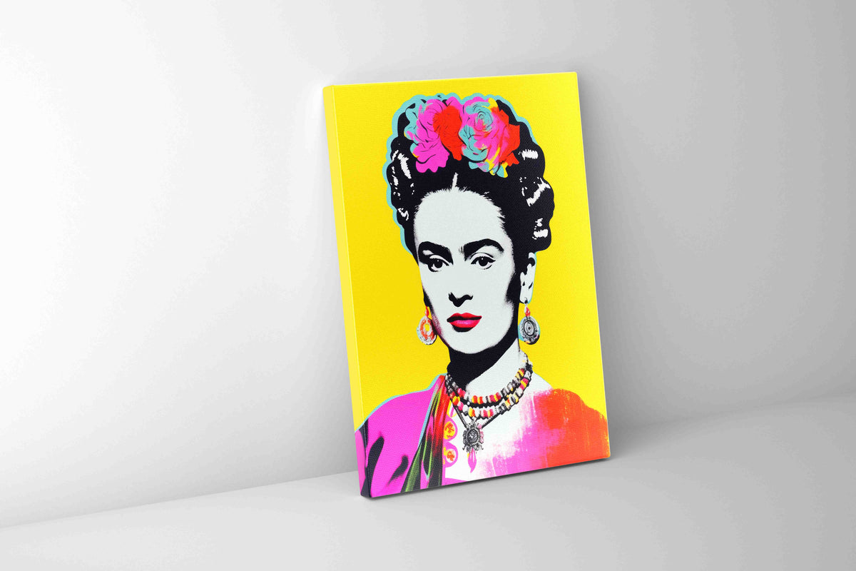 Frida Kahlo Pop-Art Portrait 36in x 48in Glitter Finish Canvas