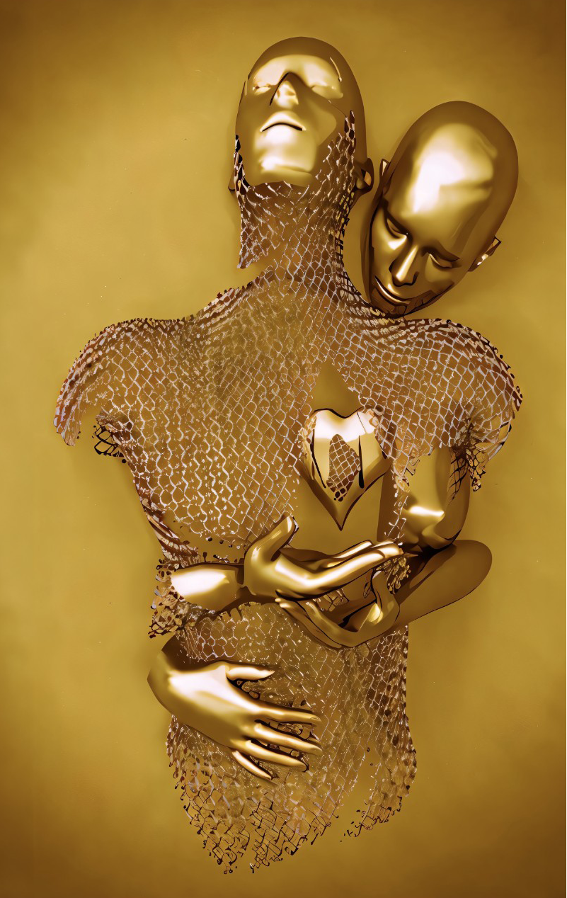 Franck Kuman "Prayer" & "Generosity" Sulptures Printed Wall Art on Varnished Canvas