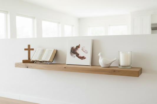 God's Hand — canvas above a shelf