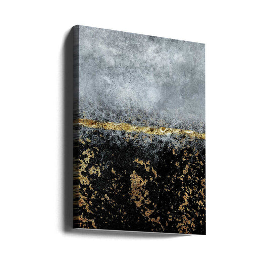 Gold Black Abstract by Bilge Paksoylu — gallery-wrapped canvas angled view