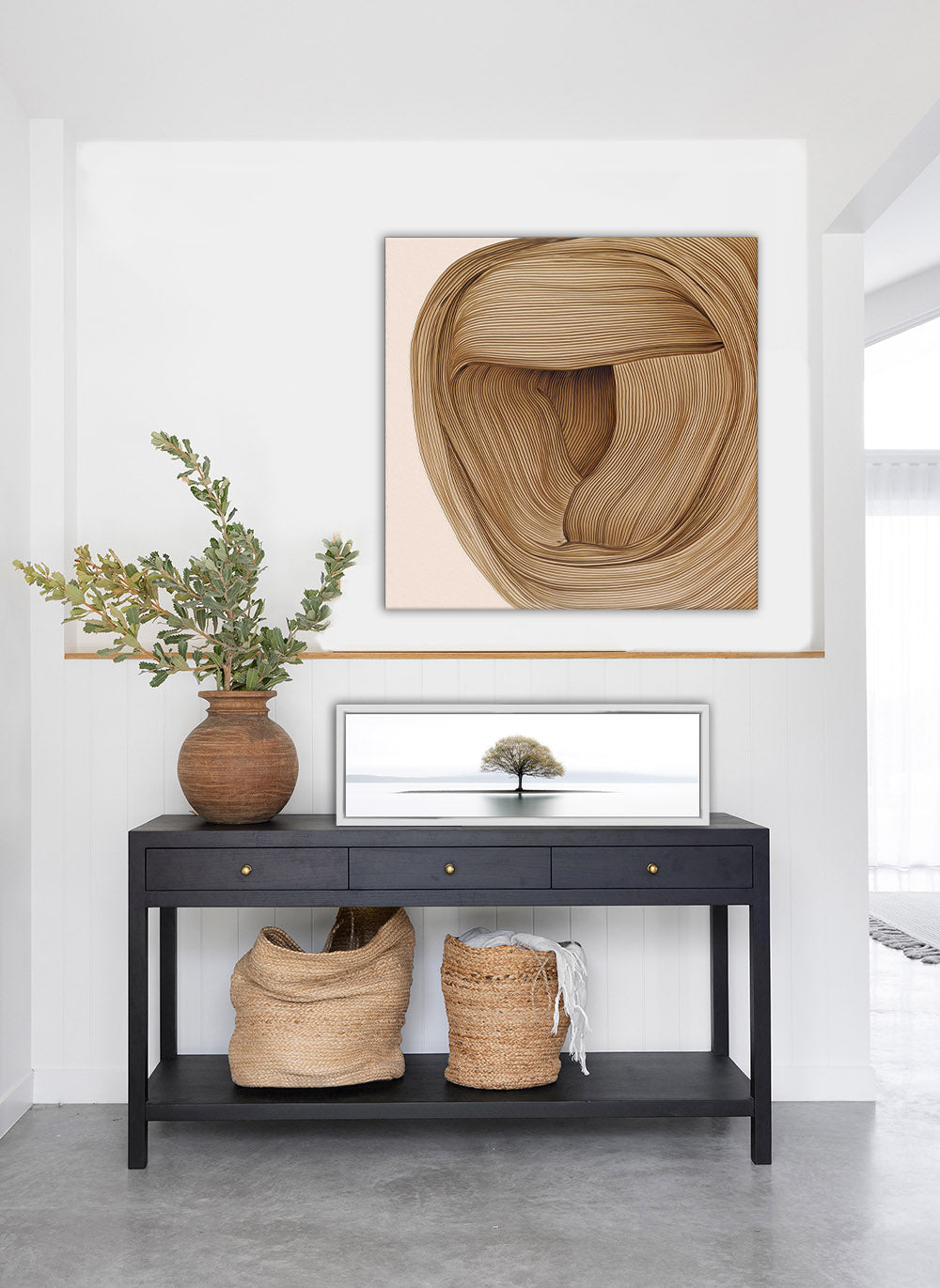 Set of 2 34X11 Framed Canvases