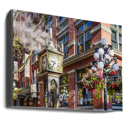Historic Gastown Steam Clock in Vancouver by Melanie Viola — gallery-wrapped canvas angled view