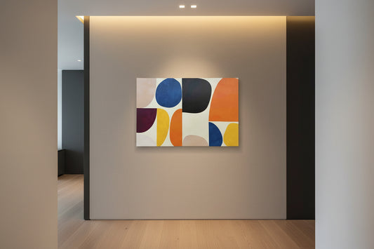 Color Block Bauhaus Art 48in x 36in Ready to Hang